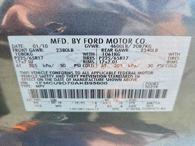Aukcja sprzedaży 2010 Ford Escape, vin: 1FMCU9D70AKB95600, numer aukcji: 54161506