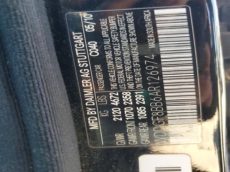 Aukcja sprzedaży 2010 Mercedes-benz C, vin: WDDGF8BB6AR126974, numer aukcji: 53285396