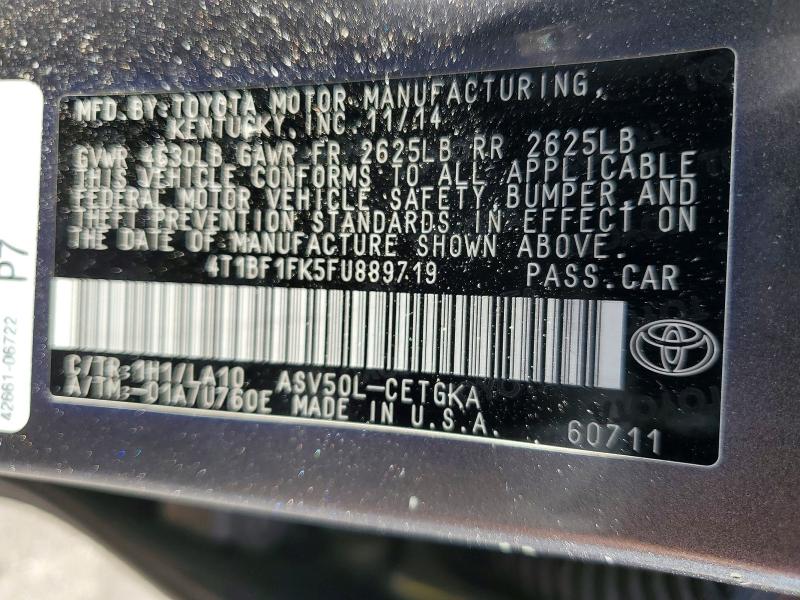 2015 Toyota Camry მანქანა იყიდება აუქციონზე, vin: 4T1BF1FK5FU889719, აუქციონის ნომერი: 52221906