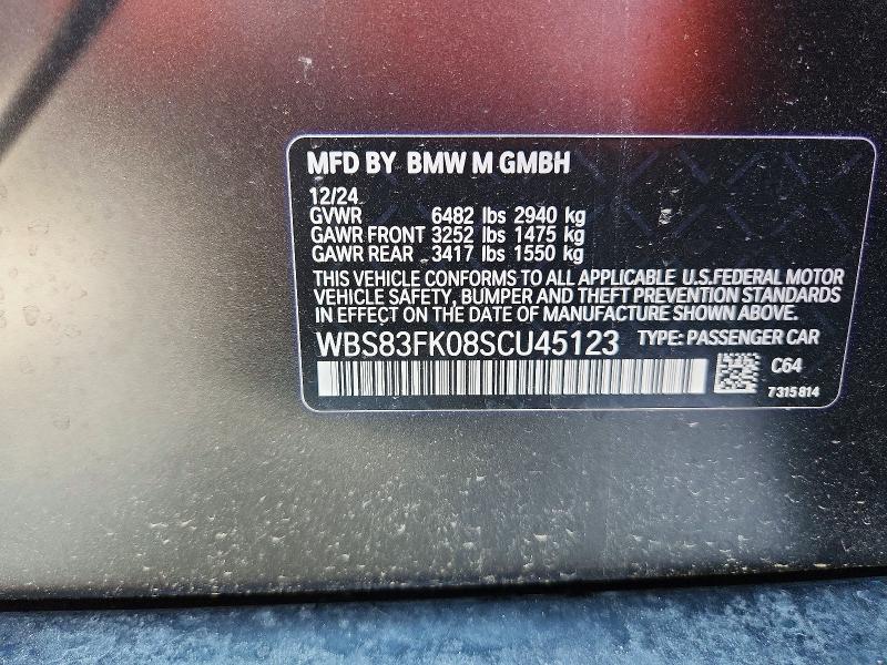 Продаж на аукціоні авто 2025 Bmw M5, vin: WBS83FK08SCU45123, номер лоту: 52192726