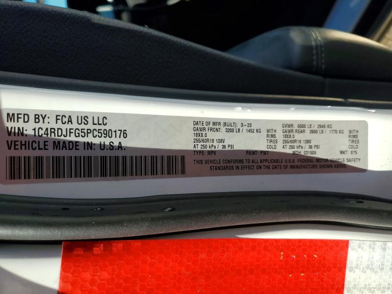 2023 Dodge Durango მანქანა იყიდება აუქციონზე, vin: 1C4RDJFG5PC590176, აუქციონის ნომერი: 53412806