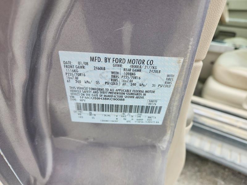 2008 Ford Escape მანქანა იყიდება აუქციონზე, vin: 1FMCU59H38KC90088, აუქციონის ნომერი: 53295576