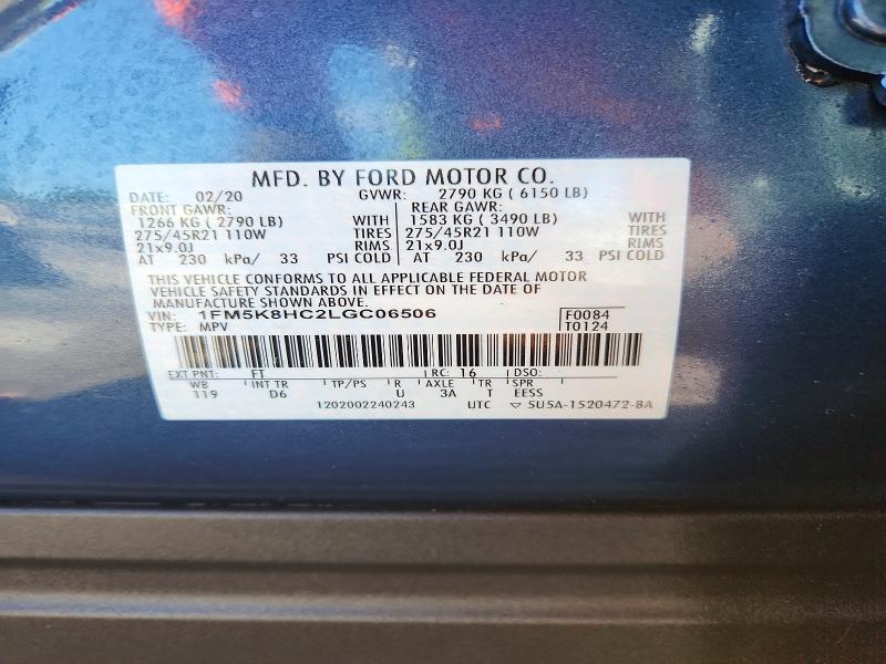 Aukcja sprzedaży 2020 Ford Explorer, vin: 1FM5K8HC2LGC06506, numer aukcji: 54730196