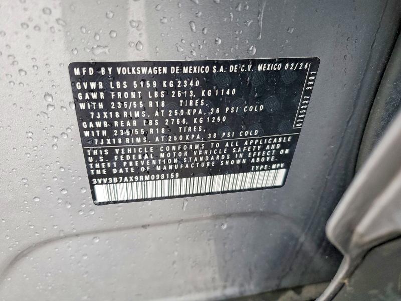 Aukcja sprzedaży 2024 Volkswagen Tiguan, vin: 3VV3B7AX9RM098159, numer aukcji: 52485096