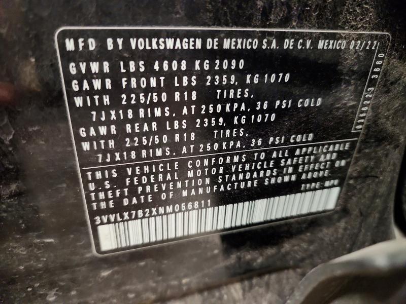 Продажа на аукционе авто 2022 Volkswagen Taos, vin: 3VVLX7B2XNM056811, номер лота: 53511576