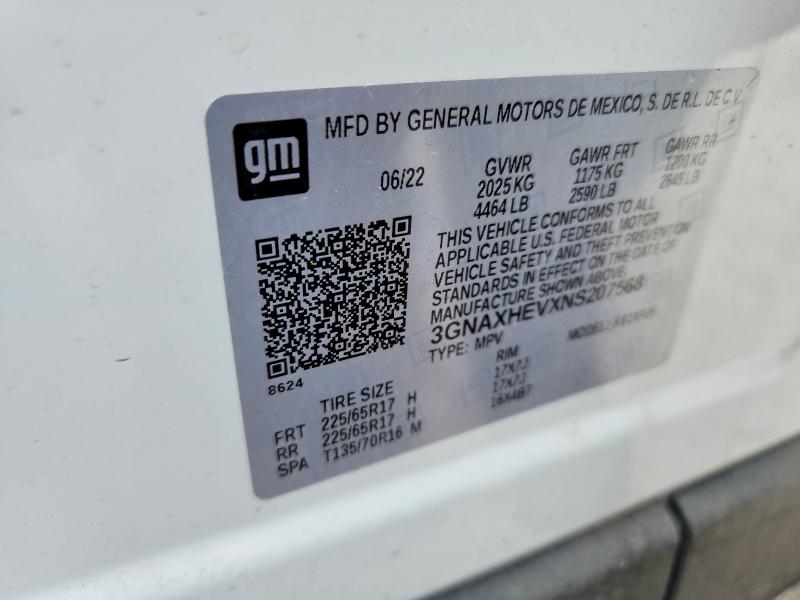 2022 Chevrolet Equinox მანქანა იყიდება აუქციონზე, vin: 3GNAXHEVXNS207568, აუქციონის ნომერი: 52655566