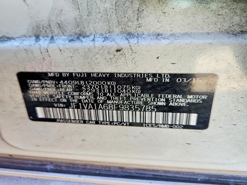 Aukcja sprzedaży 2015 Subaru Wrx, vin: JF1VA1A68F9835785, numer aukcji: 52421196