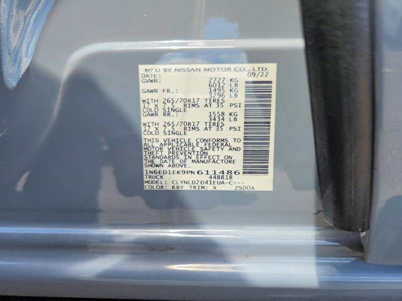 2023 Nissan Frontier მანქანა იყიდება აუქციონზე, vin: 1N6ED1EK9PN611486, აუქციონის ნომერი: 55502526