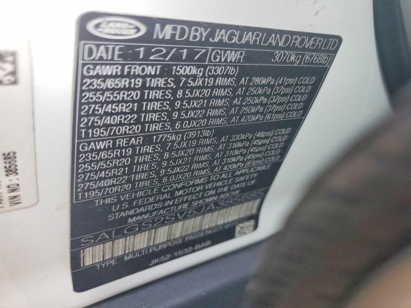Продажа на аукционе авто 2018 Land Rover Range Rover, vin: SALGS2SV5JA385685, номер лота: 54265026