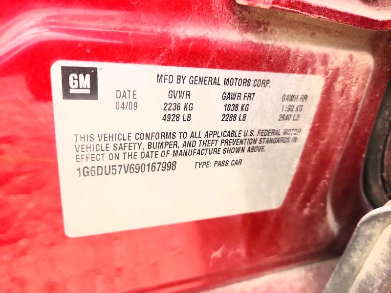 54011786 :رقم المزاد ، 1G6DU57V690167998 vin ، 2009 Cadillac Cts مزاد بيع