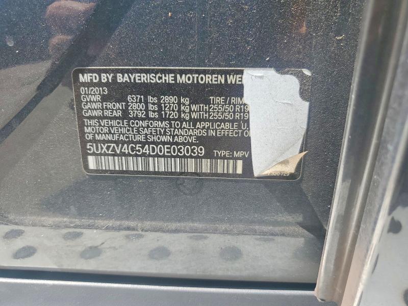 53989796 :رقم المزاد ، 5UXZV4C54D0E03039 vin ، 2013 Bmw X5 مزاد بيع