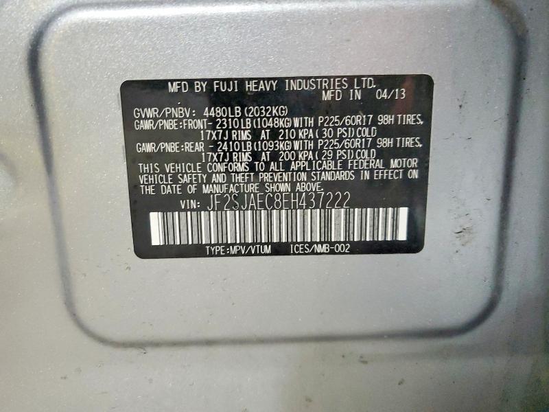 Auction sale of the 2014 Subaru Forester, vin: JF2SJAEC8EH437222, lot number: 52599486