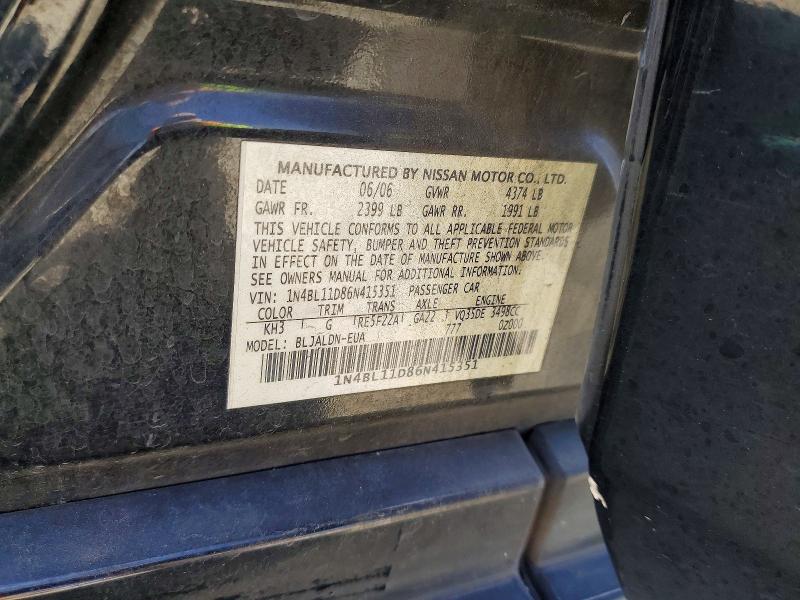 52297476 :رقم المزاد ، 1N4BL11D86N415351 vin ، 2006 Nissan Altima مزاد بيع