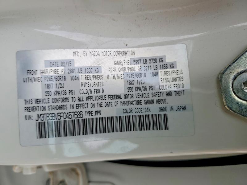 55133746 :رقم المزاد ، JM3TB3BV6F0457686 vin ، 2015 Mazda Cx-9 مزاد بيع