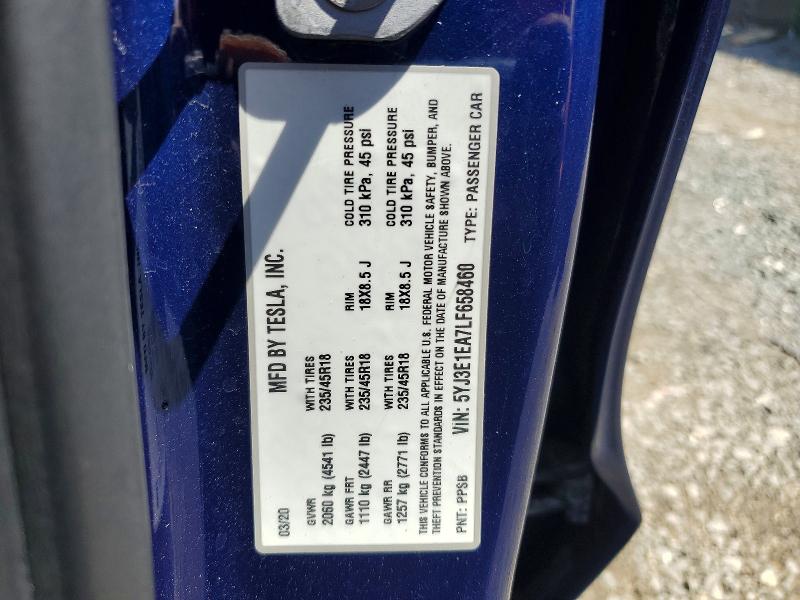 Продажа на аукционе авто 2020 Tesla Model 3, vin: 5YJ3E1EA7LF658460, номер лота: 55052956
