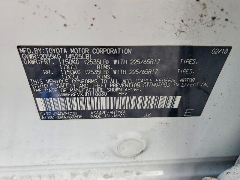 Продажа на аукционе авто 2018 Toyota Rav4, vin: JTMWFREVXJD118830, номер лота: 54540156