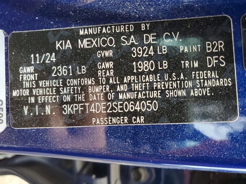 2025 Kia K4 მანქანა იყიდება აუქციონზე, vin: 3KPFT4DE2SE064050, აუქციონის ნომერი: 54660816