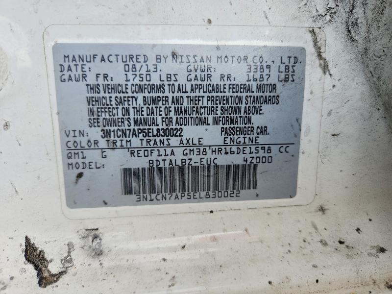 53645866 :رقم المزاد ، 3N1CN7AP5EL830022 vin ، 2014 Nissan Versa مزاد بيع