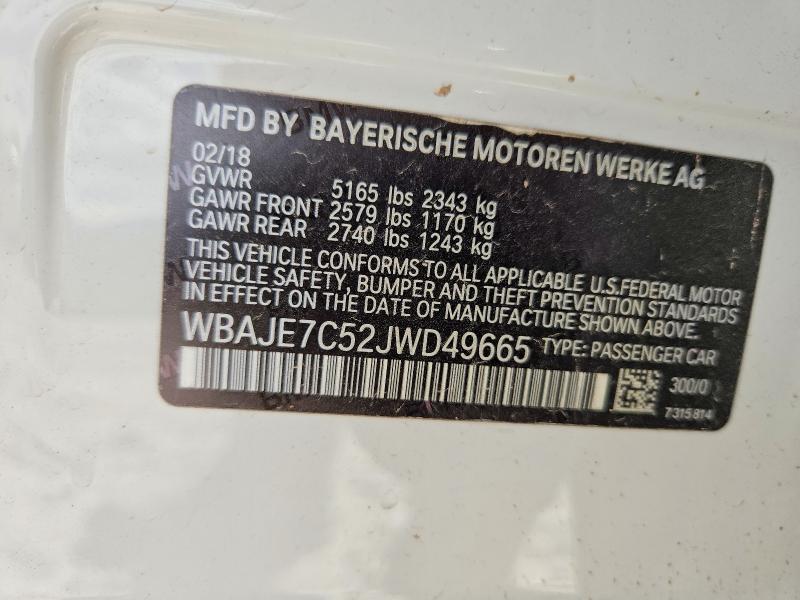 Продажа на аукционе авто 2018 Bmw 540, vin: WBAJE7C52JWD49665, номер лота: 53222116
