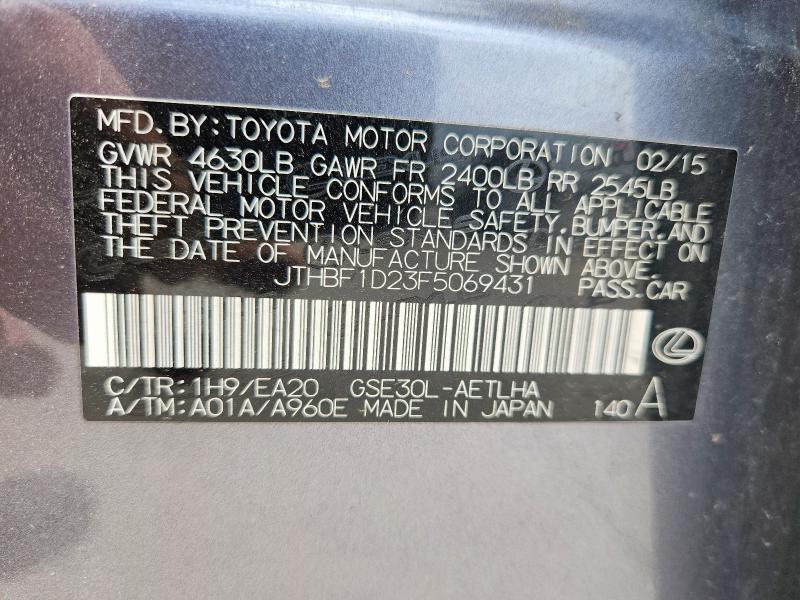 Продаж на аукціоні авто 2015 Lexus Is, vin: JTHBF1D23F5069431, номер лоту: 53993256