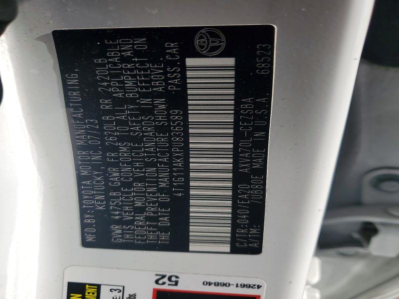 2023 Toyota Camry მანქანა იყიდება აუქციონზე, vin: 4T1G11AKXPU836589, აუქციონის ნომერი: 53316726