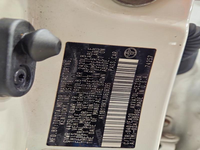2018 Toyota Camry მანქანა იყიდება აუქციონზე, vin: 4T1B11HKXJU628395, აუქციონის ნომერი: 54636646