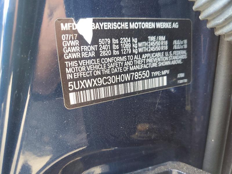 Aukcja sprzedaży 2017 Bmw X3, vin: 5UXWX9C30H0W78550, numer aukcji: 53159526