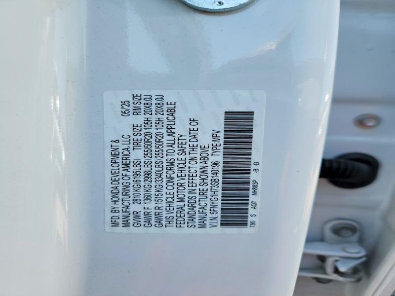 Продажа на аукционе авто 2025 Honda Pilot, vin: 5FNYG1H73SB140196, номер лота: 54123196