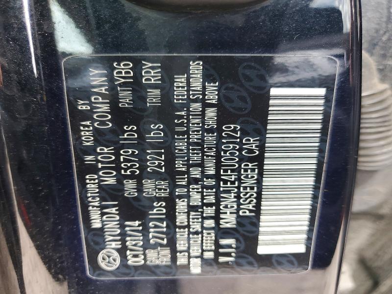 2015 Hyundai Genesis მანქანა იყიდება აუქციონზე, vin: KMHGN4JE4FU059129, აუქციონის ნომერი: 53895566