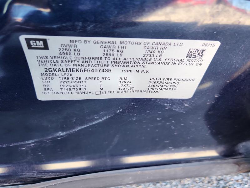 Aukcja sprzedaży 2015 Gmc Terrain, vin: 2GKALMEK6F6407435, numer aukcji: 52230896