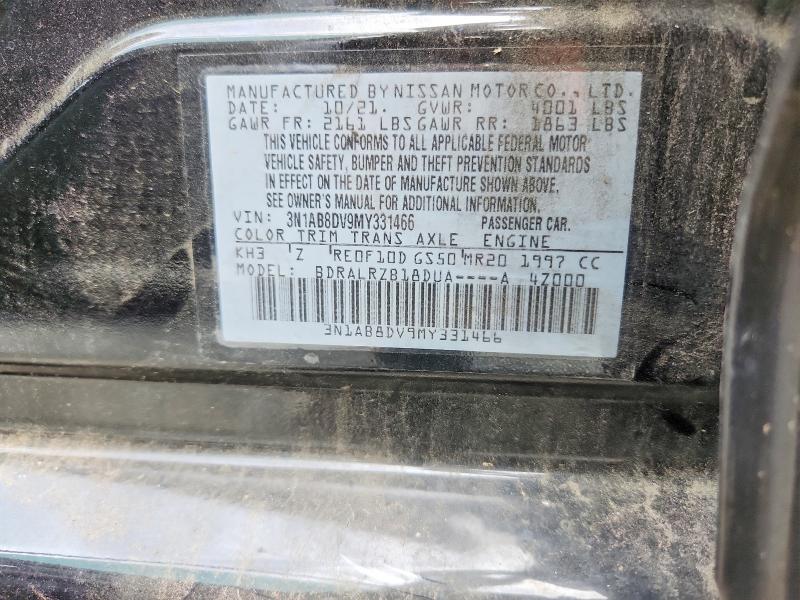 2021 Nissan Sentra მანქანა იყიდება აუქციონზე, vin: 3N1AB8DV9MY331466, აუქციონის ნომერი: 55205036