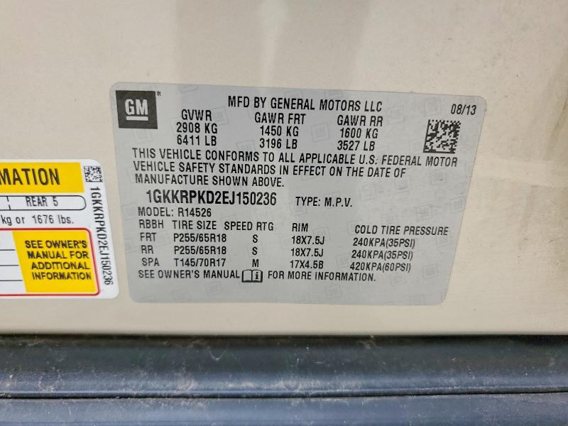 Продаж на аукціоні авто 2014 Gmc Acadia, vin: 1GKKRPKD2EJ150236, номер лоту: 54686276