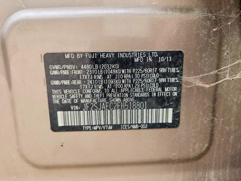 Продаж на аукціоні авто 2014 Subaru Forester, vin: JF2SJAEC2EH518801, номер лоту: 55366486