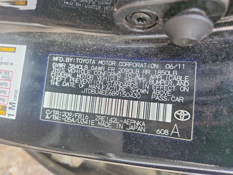 Aukcja sprzedaży 2011 Toyota Corolla, vin: JTDBU4EE6B9150430, numer aukcji: 54541226