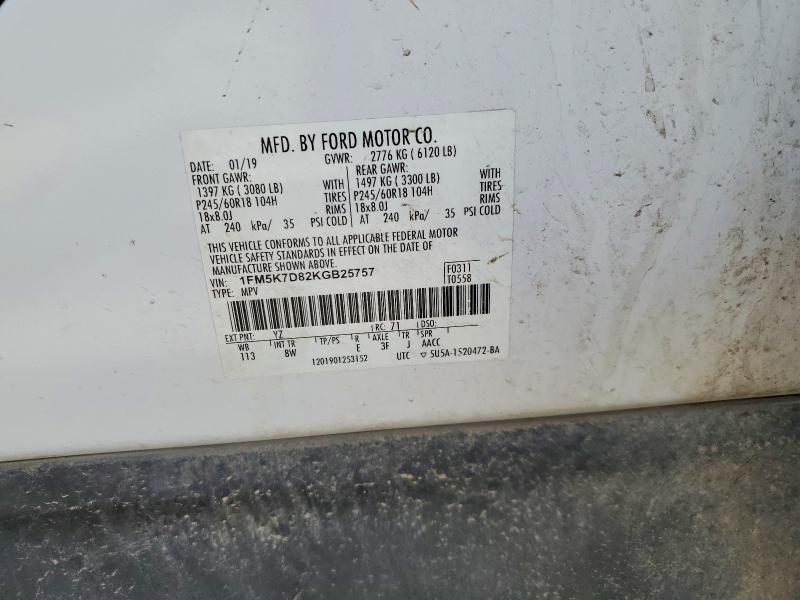 Aukcja sprzedaży 2019 Ford Explorer, vin: 1FM5K7D82KGB25757, numer aukcji: 55071016