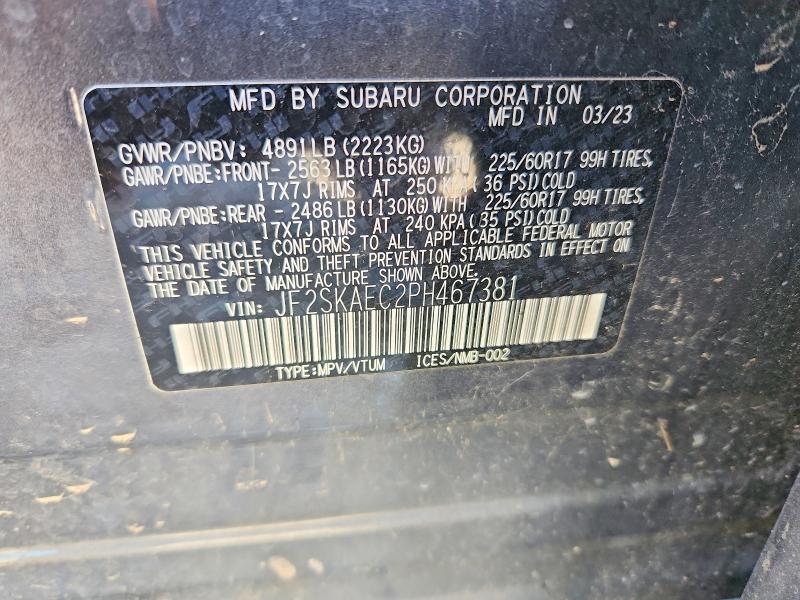 49838556 :رقم المزاد ، JF2SKAEC2PH467381 vin ، 2023 Subaru Forester مزاد بيع