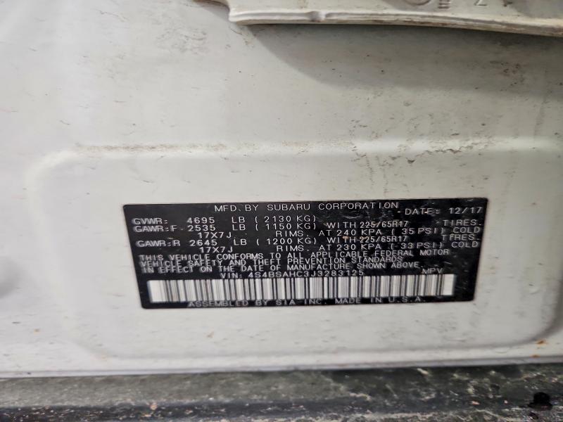 53996536 :رقم المزاد ، 4S4BSAHC3J3283125 vin ، 2018 Subaru Outback مزاد بيع