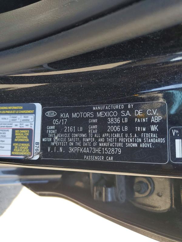 54531776 :رقم المزاد ، 3KPFK4A73HE152879 vin ، 2017 Kia Forte مزاد بيع