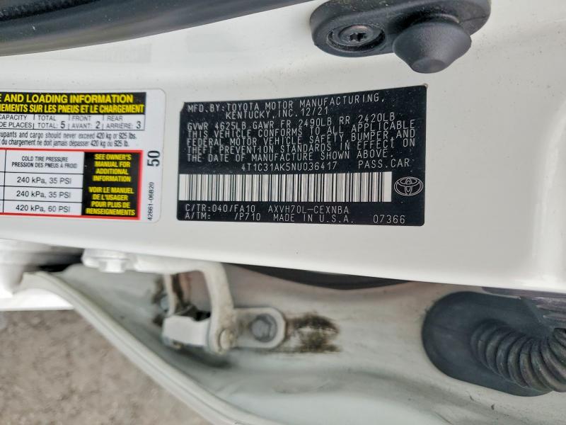 Aukcja sprzedaży 2022 Toyota Camry, vin: 4T1C31AK5NU036417, numer aukcji: 52961136