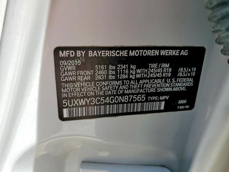Продажа на аукционе авто 2016 Bmw X3, vin: 5UXWY3C54G0N87565, номер лота: 55300456