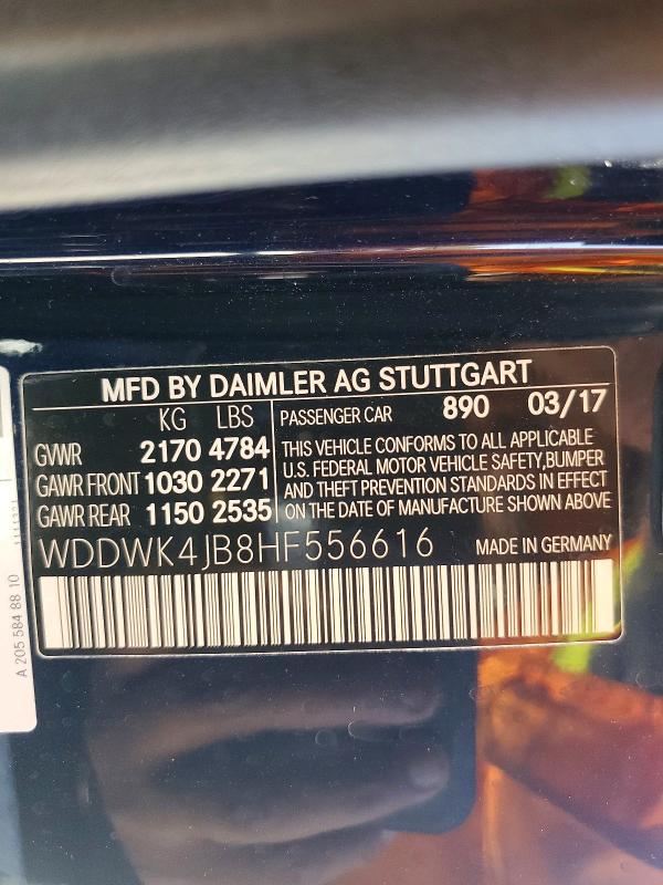 54022616 :رقم المزاد ، WDDWK4JB8HF556616 vin ، 2017 Mercedes-benz C مزاد بيع