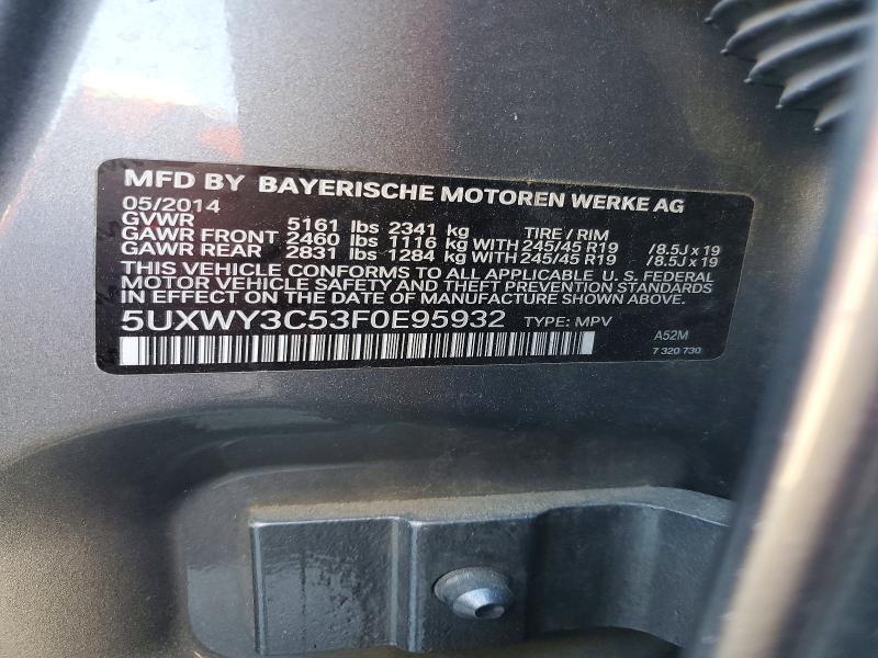 Aukcja sprzedaży 2015 Bmw X3, vin: 5UXWY3C53F0E95932, numer aukcji: 53283596