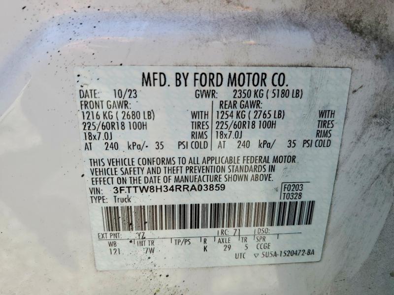 Auction sale of the 2024 Ford Maverick, vin: 3FTTW8H34RRA03859, lot number: 54508656