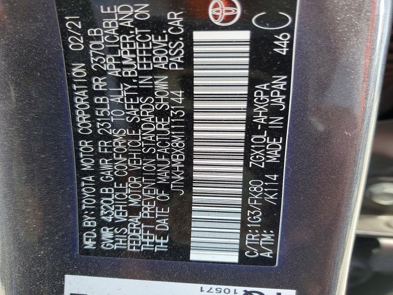 Продажа на аукционе авто 2021 Toyota C-hr, vin: JTNKHMBX8M1113144, номер лота: 52736566