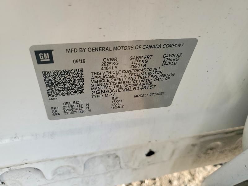 2020 Chevrolet Equinox მანქანა იყიდება აუქციონზე, vin: 2GNAXJEV9L6148757, აუქციონის ნომერი: 54498456