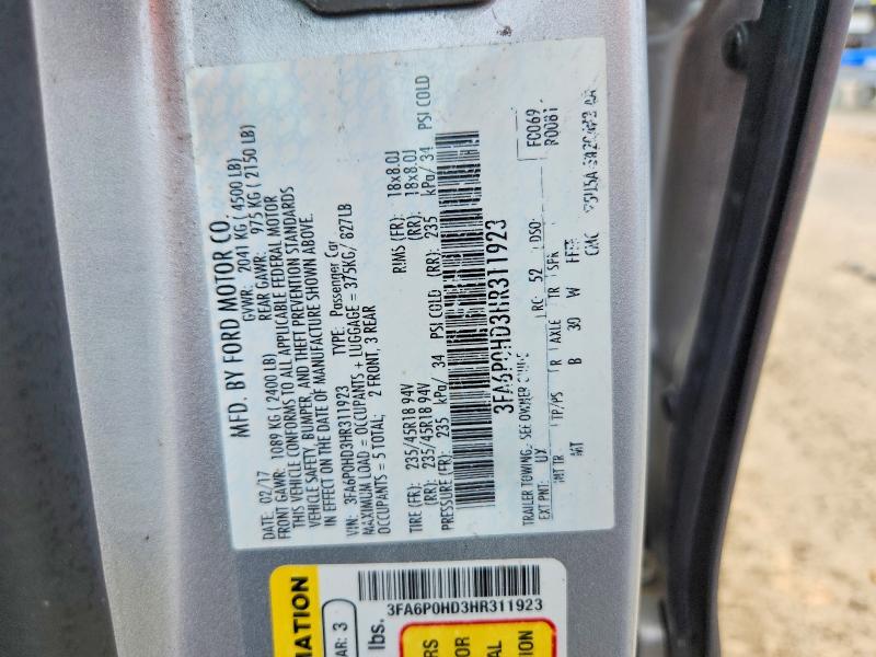 55096356 :رقم المزاد ، 3FA6P0HD3HR311923 vin ، 2017 Ford Fusion مزاد بيع
