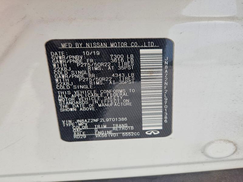 Aukcja sprzedaży 2020 Infiniti Qx80, vin: JN8AZ2NF2L9701386, numer aukcji: 55644156