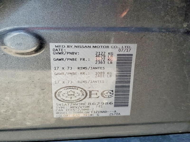 Продаж на аукціоні авто 2017 Nissan Rogue, vin: 5N1AT2MV3HC862986, номер лоту: 51280106