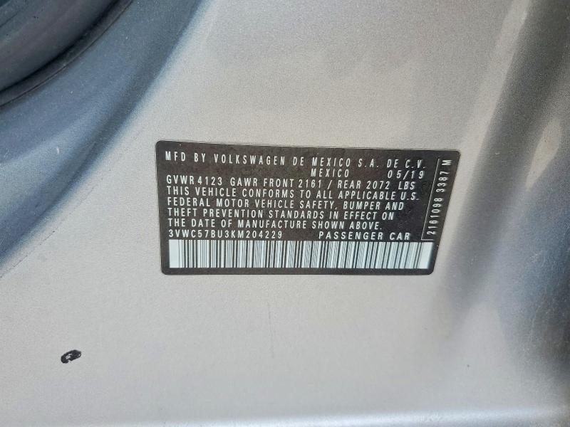 Aukcja sprzedaży 2019 Volkswagen Jetta, vin: 3VWC57BU3KM204229, numer aukcji: 53229496