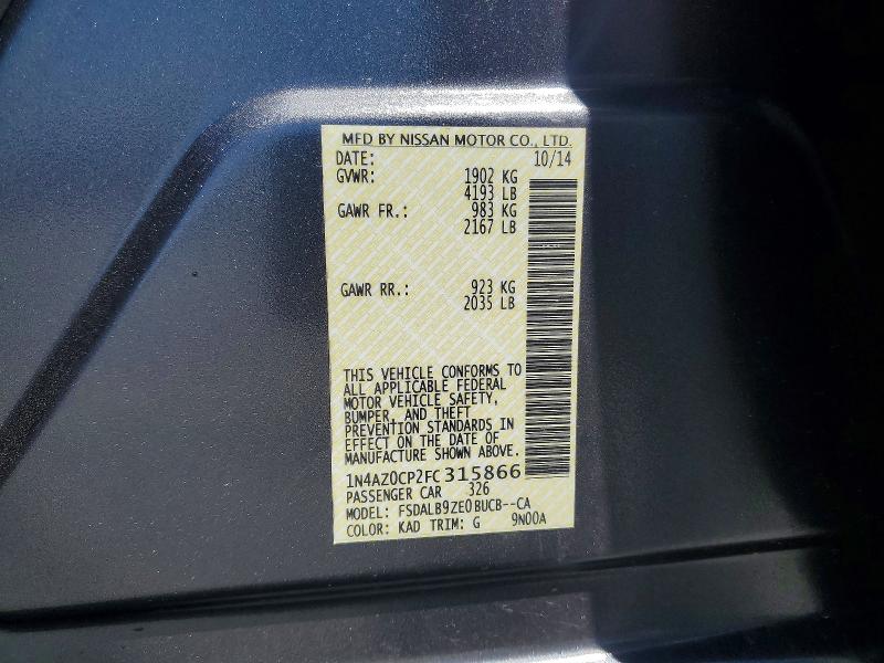 Aukcja sprzedaży 2015 Nissan Leaf, vin: 1N4AZ0CP2FC315866, numer aukcji: 53741916